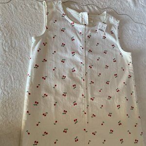 Crewcuts, Size 16, sleeveless, white dress with red cherries, denim-like, 99 % C